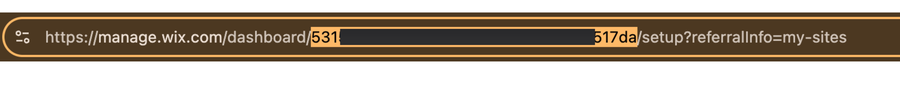 Die Wix-Dashboard-URL mit hervorgehobener Site ID